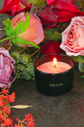 SALE My Flame Lifestyle Scented soy candle in glass jar with double charm Black Big kiss — My Flame