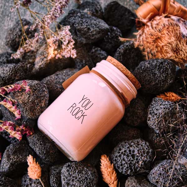 SALE My Flame Lifestyle Scented soy candle in glass jar You Rock Pink — My Flame