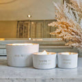 SALE My Flame Lifestyle Scented soy candle in glass jar with wood wick Matt White Sending you a little love — My Flame