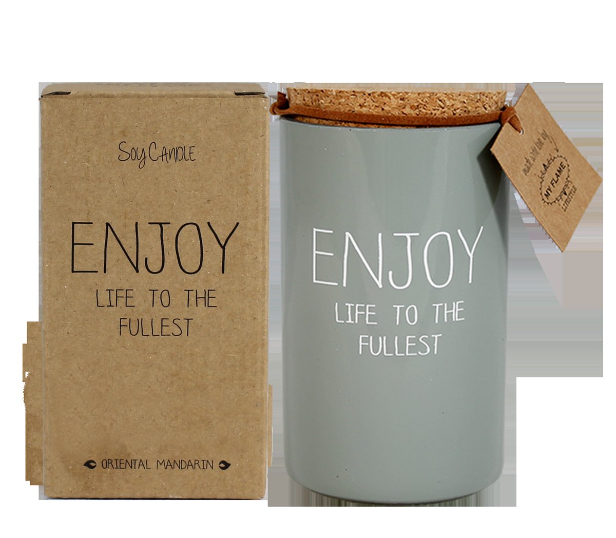 SALE My Flame Lifestyle Scented soy candle in glass jar Green Enjoy life to the fullest Minty Bamboo — My Flame
