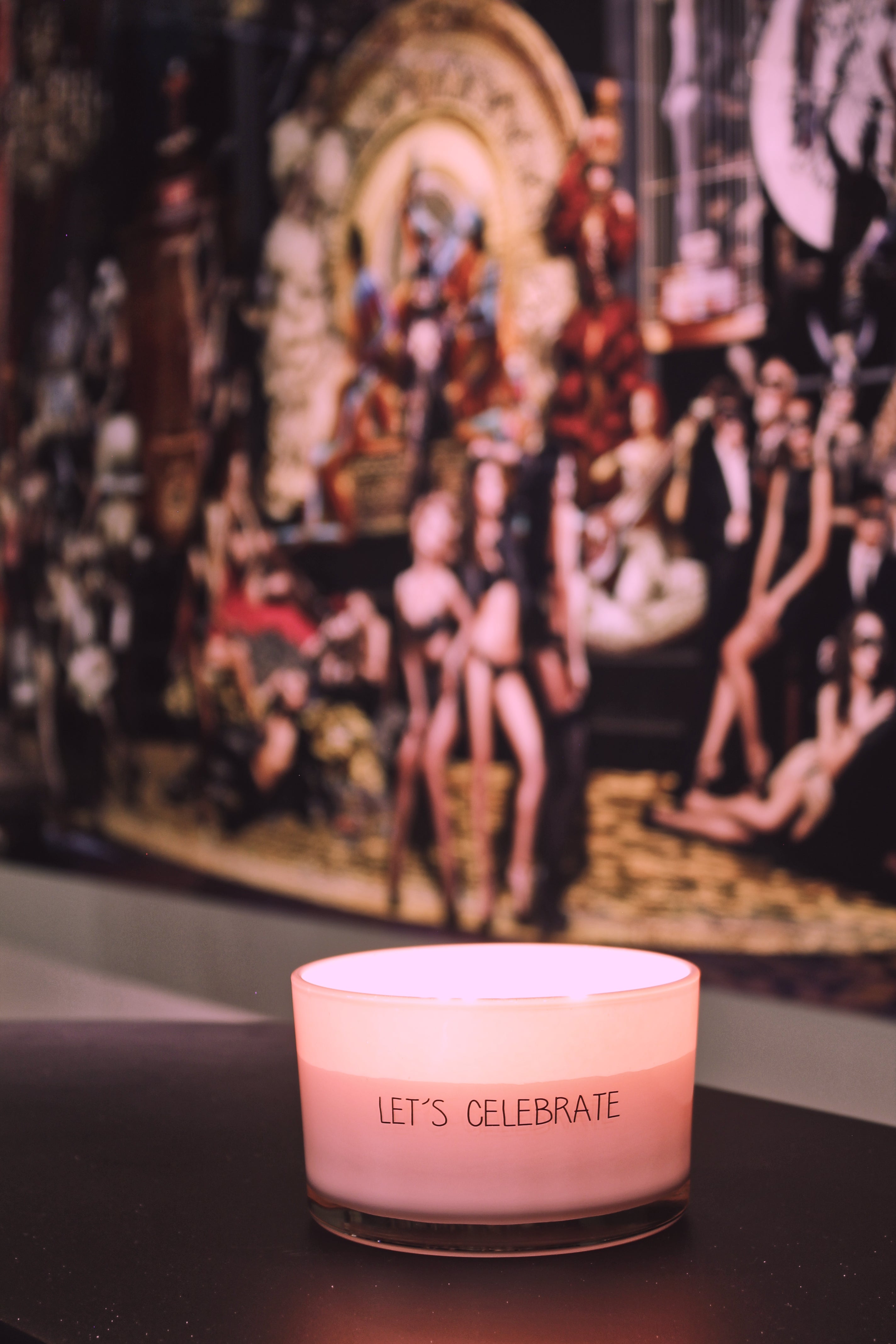 SALE My Flame Lifestyle Scented soy candle in glass jar Let's celebrate Pink — My Flame