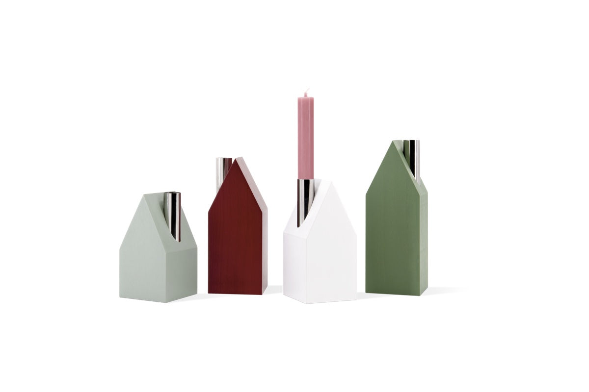 House-shaped candleholders, set of 4