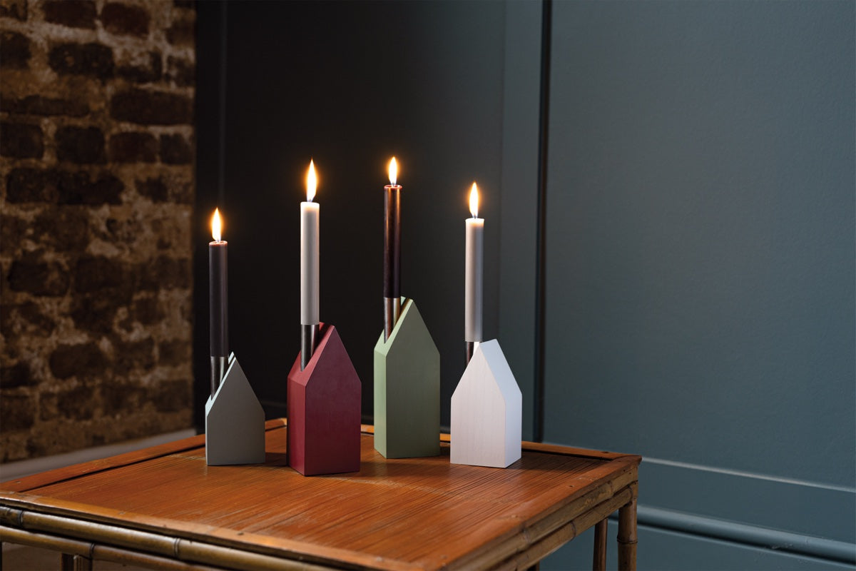 House-shaped candleholders, set of 4
