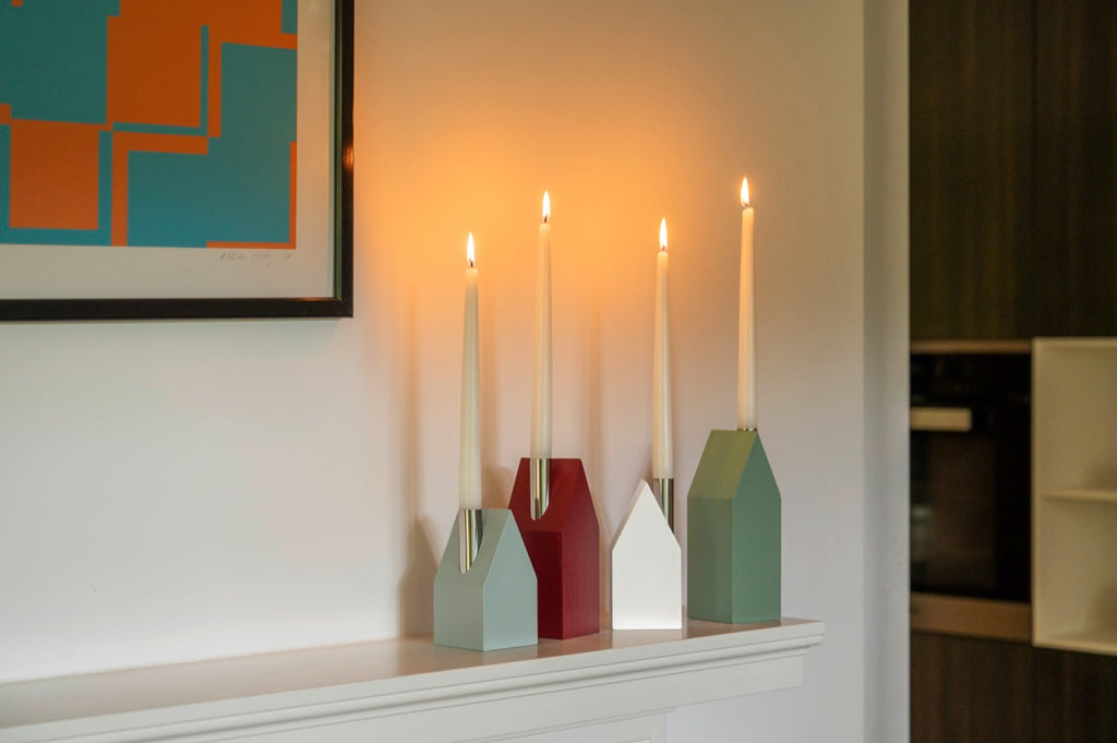House-shaped candleholders, set of 4