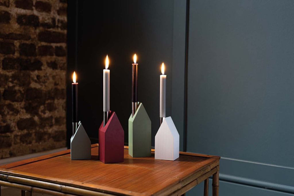 House-shaped candleholders, set of 4