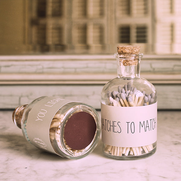SALE My Flame Lifestyle Matches in glass bottle Sand Thank you very match — My Flame