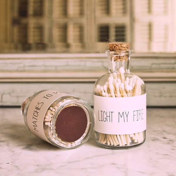 SALE My Flame Lifestyle Matches in glass bottle White Light my fire — My Flame