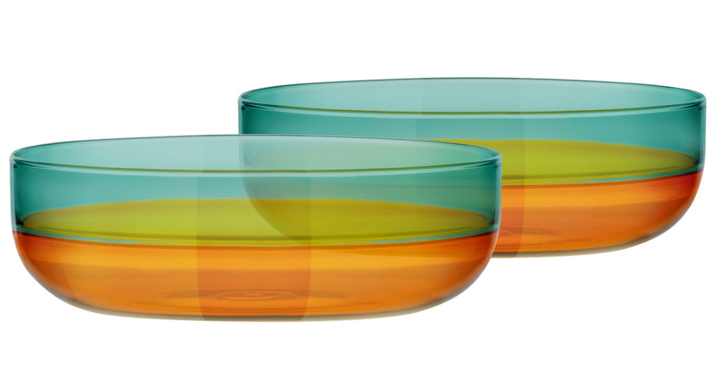 Small glass Bowls 'amber', set of 2