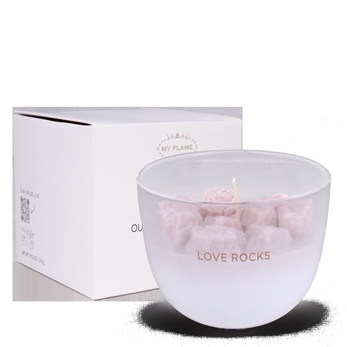 SALE My Flame Lifestyle Soy candle with sculpted wax rocks Pink Love rocks — My Flame