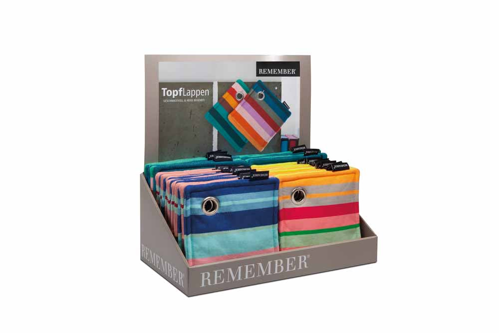 Cardboard display for pot holders with 20 pieces — Remember