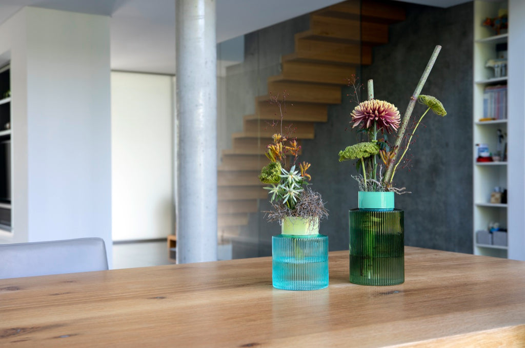 Glass vase Groove ,green'