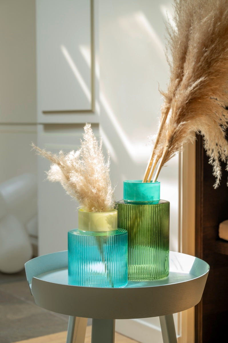 Glass vase Groove ,green'