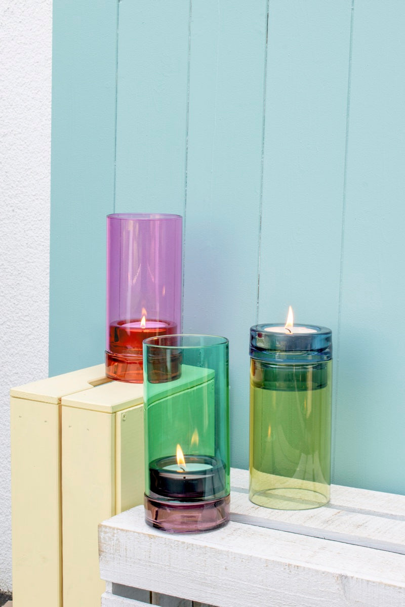 Glass lantern 'Lys' pink