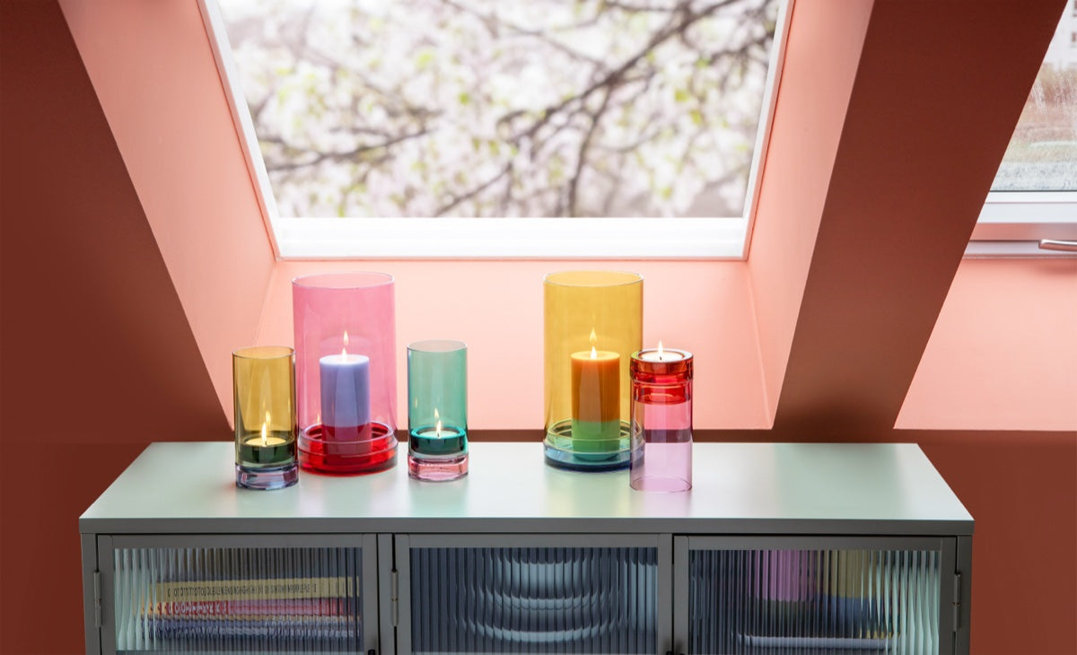 Glass lantern large 'Lucius' violett