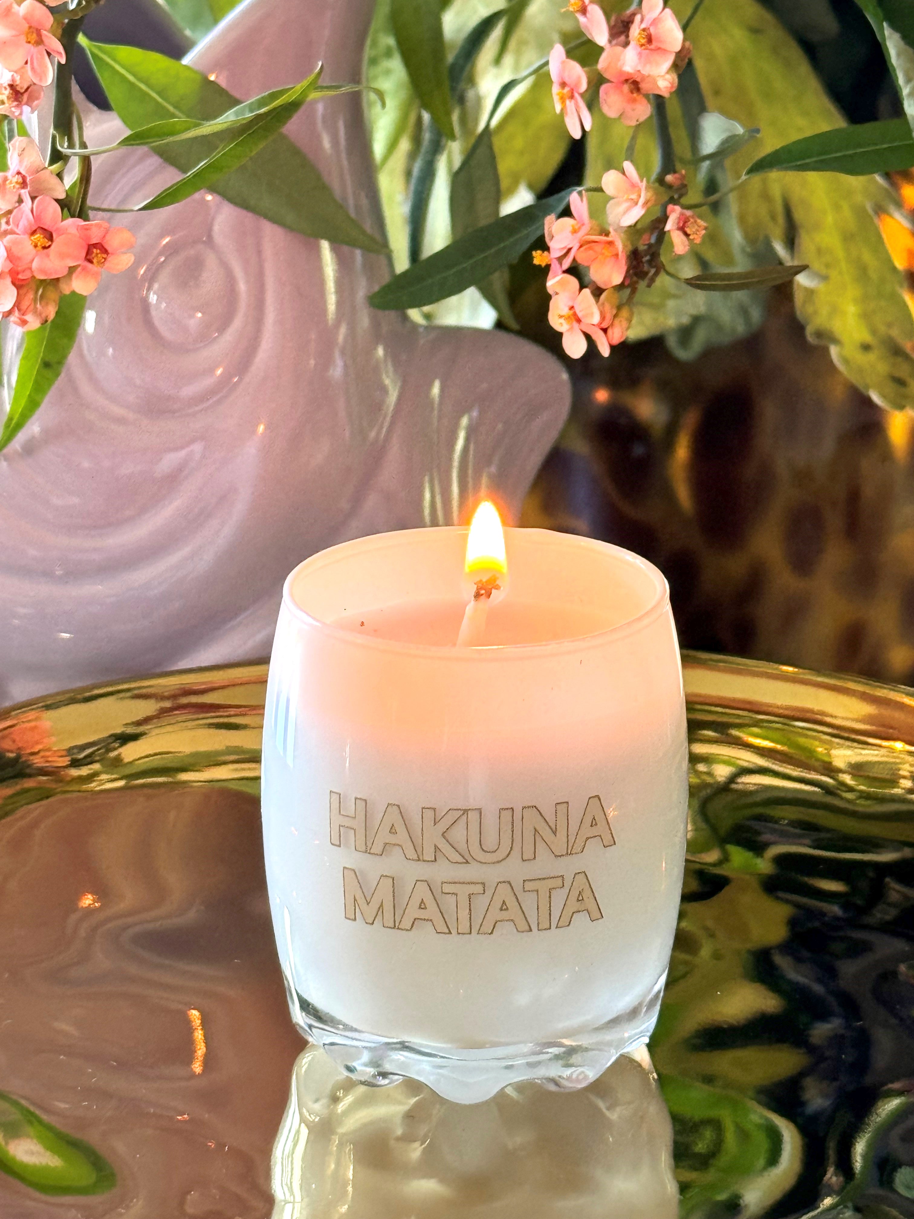 SALE My Flame Lifestyle Scented soy candle in glass jar White Hakuna matata — My Flame
