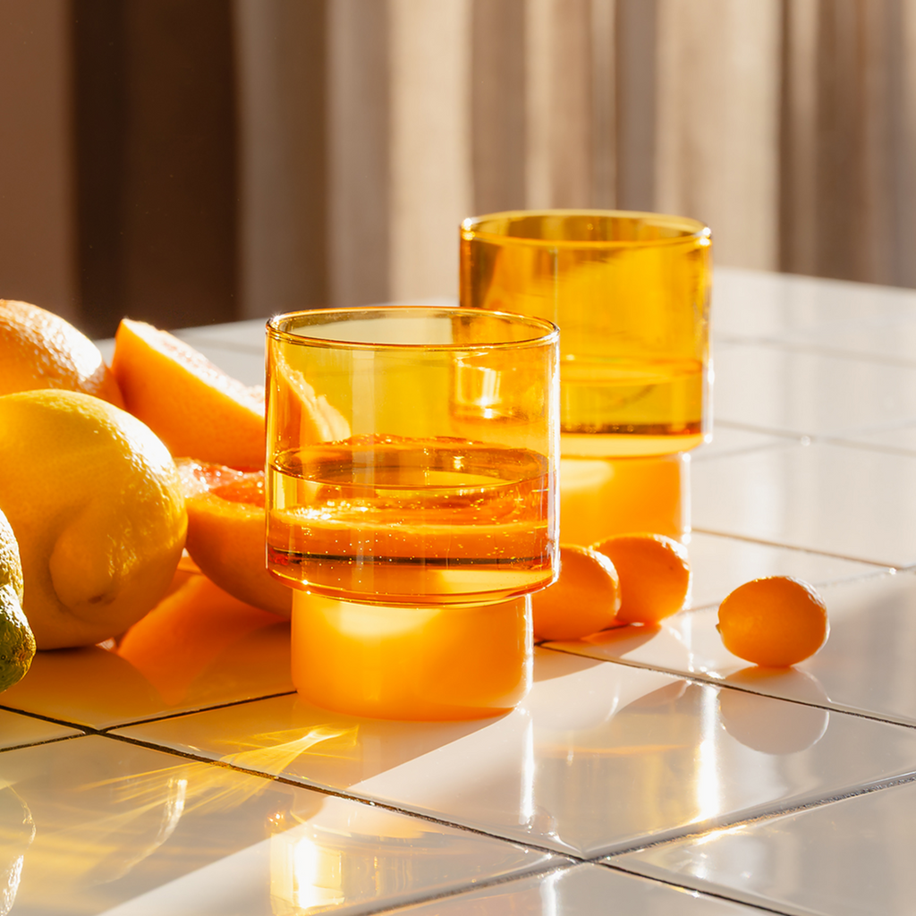 Drinking glasses Jill yellow, set of 2