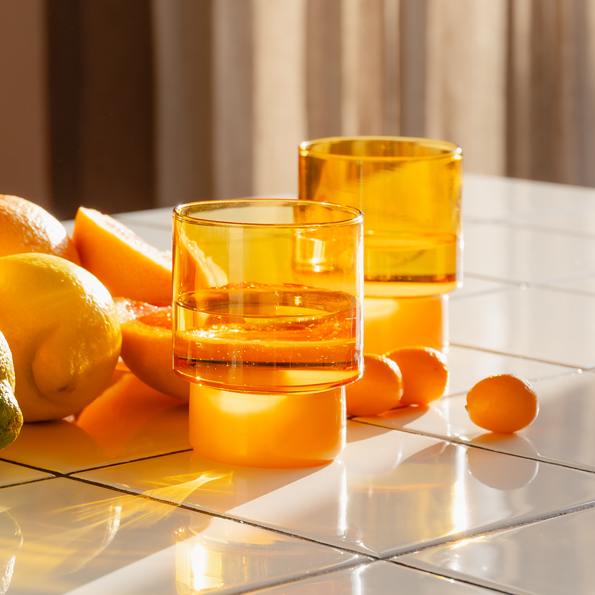 Drinking glasses Jill yellow, set of 2