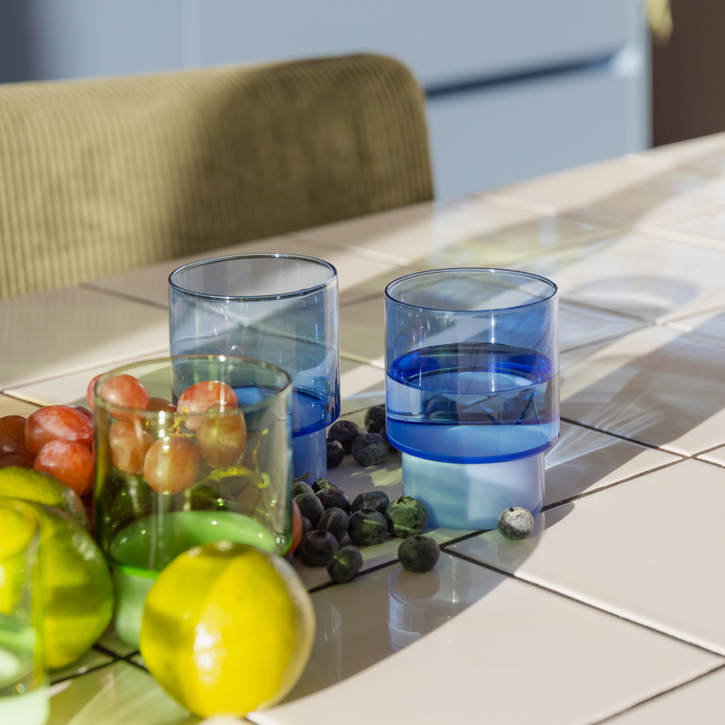Drinking glasses Jill blue, set of 2