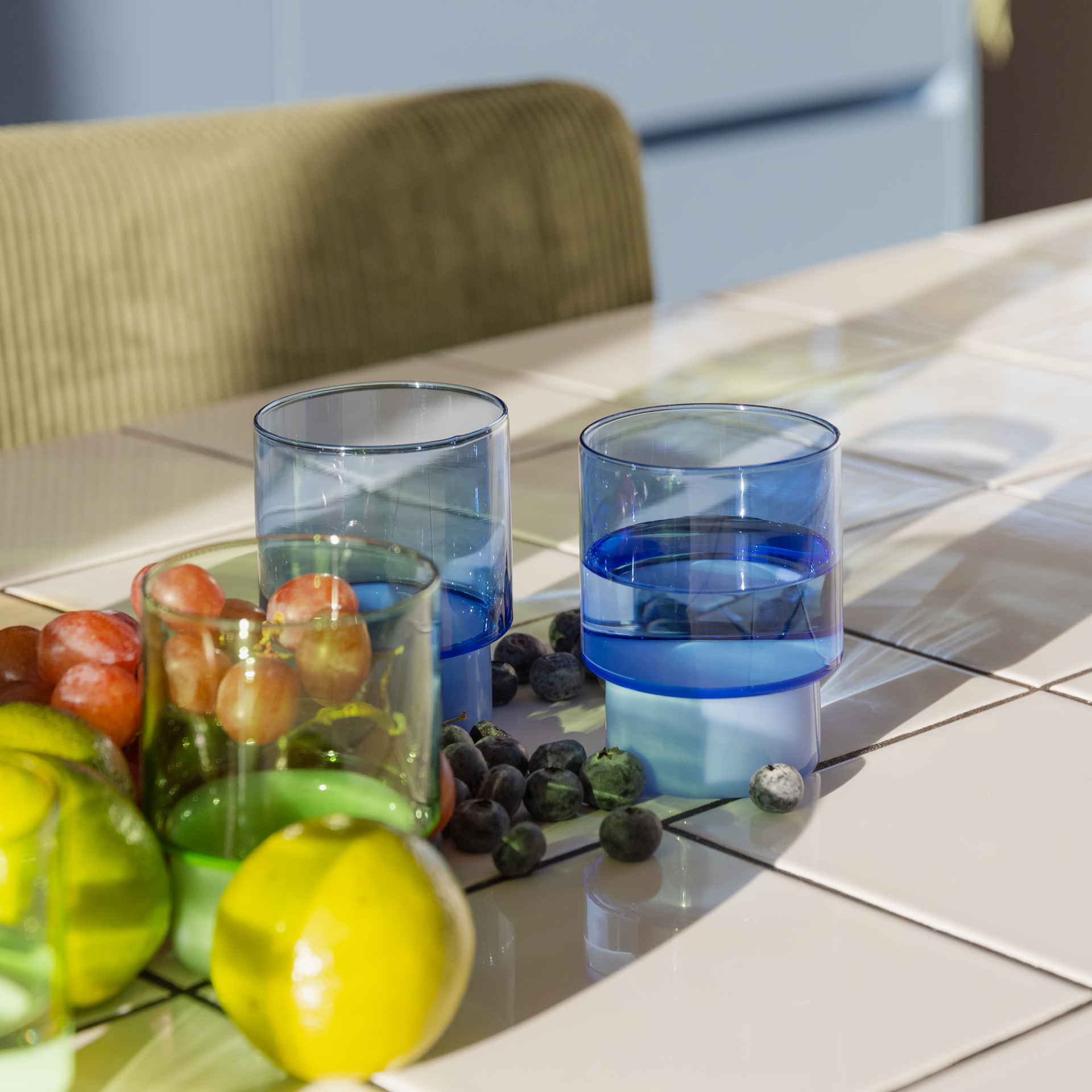 Drinking glasses Jill blue, set of 2