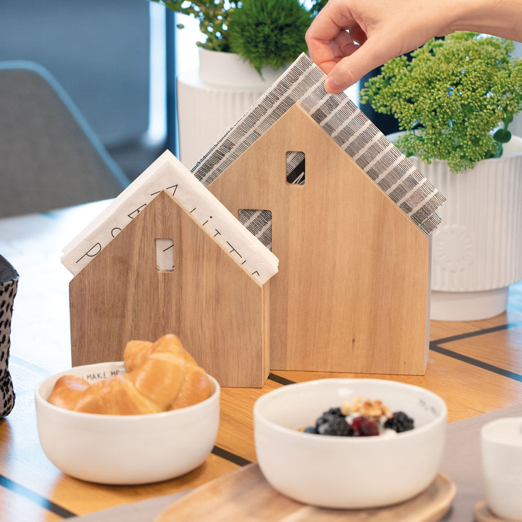 Napkin house large acacia 22x21.5x4cm