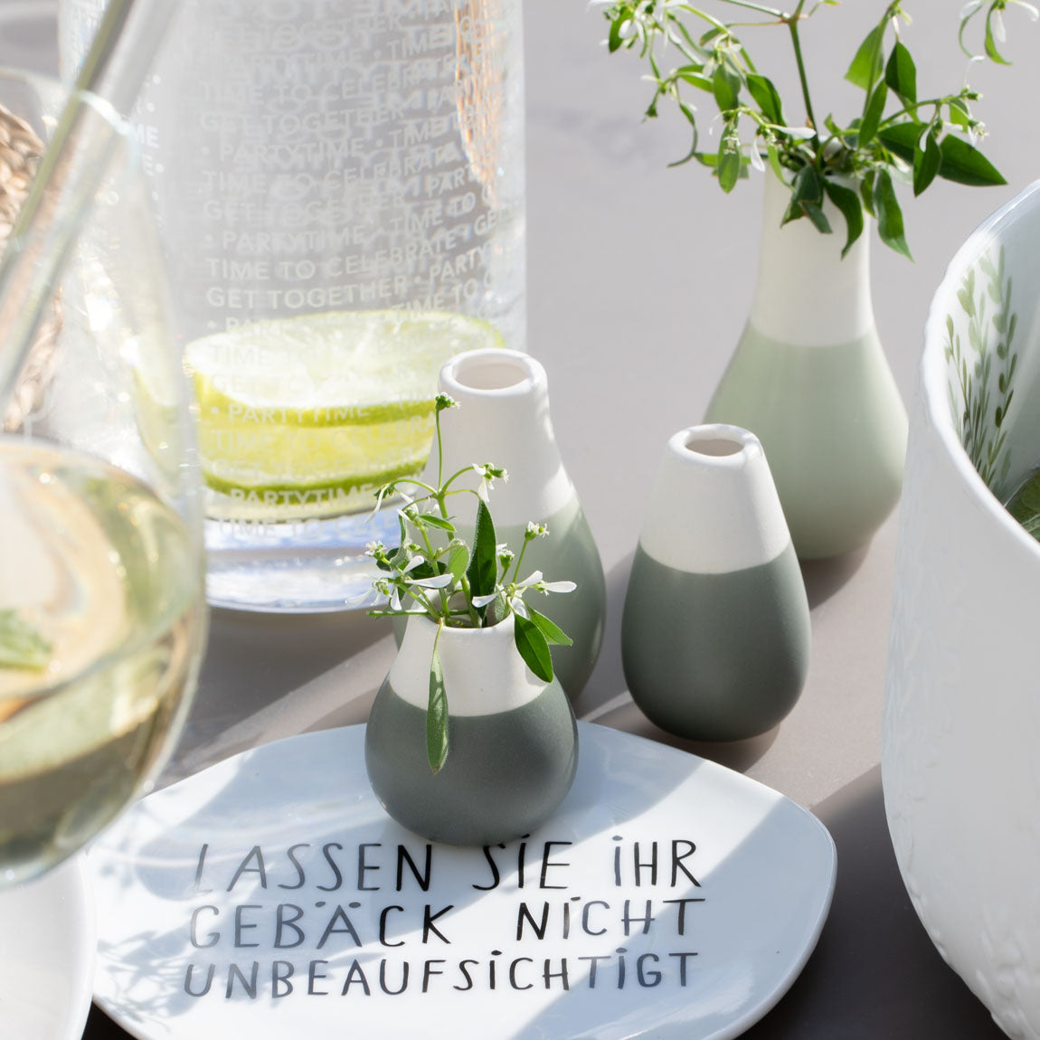 Mini paste vases Set of 4pcs Set green D.4cm Height.4.5-8cm