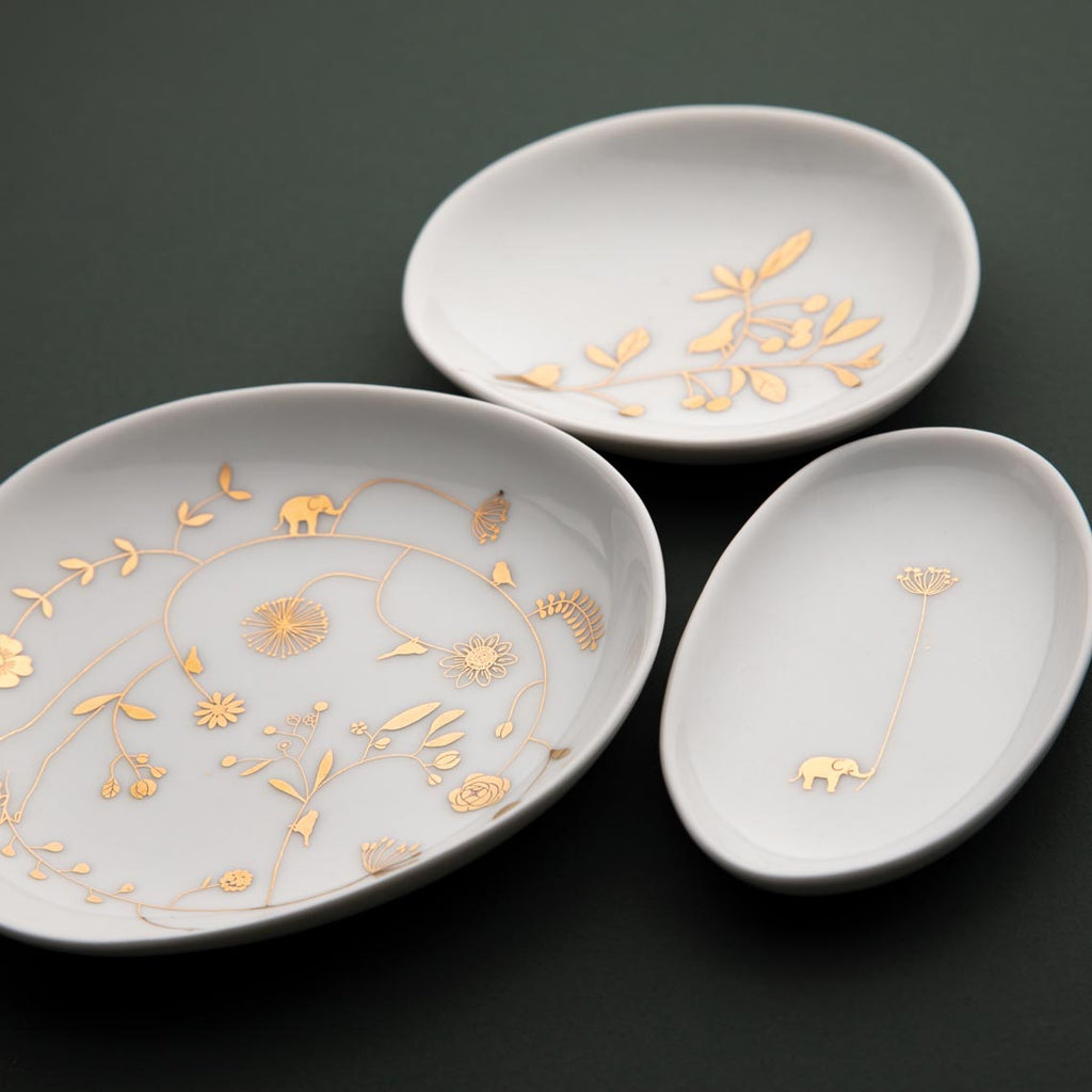 Wonderland bowl set garden gold 9x5.5cm- 11x11cm