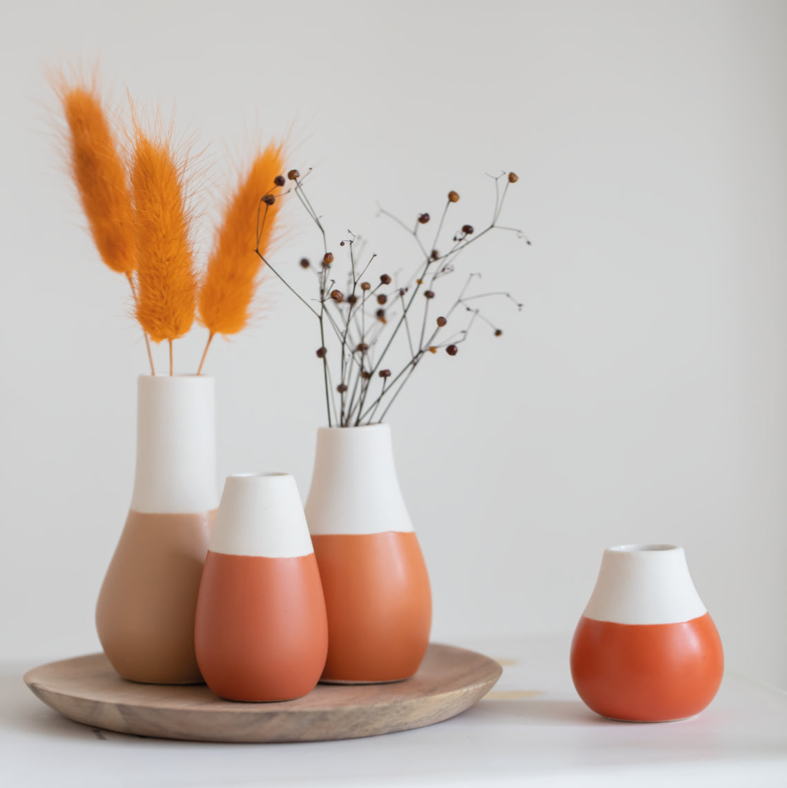Mini Pastel vase Set of 4pcs Earthtones. D.4cm H.4.5-8cm
