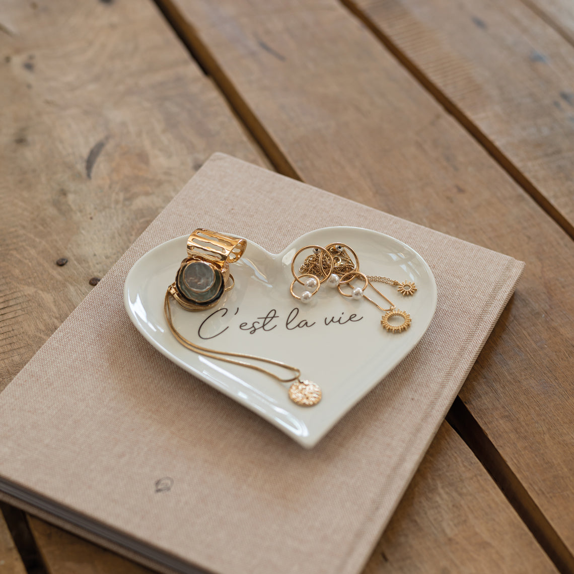 Heart plate C'est la vie 15.5x15x1.2cm